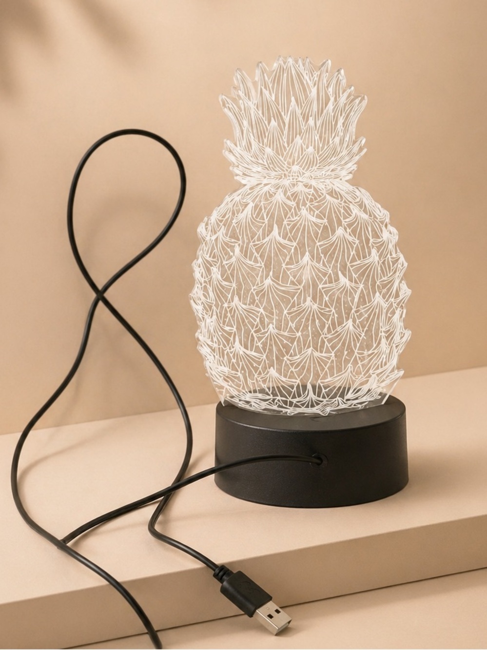 LED Pineapple Acrylic Lamp USB Night Light Modern Minimalist Decor